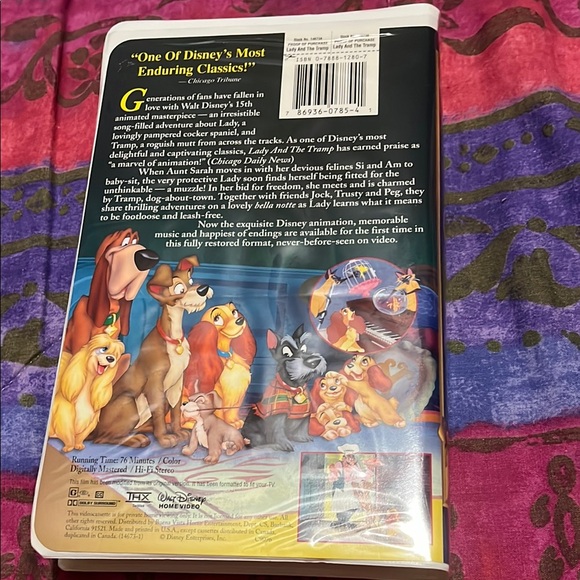 Disney Lady and the Tramp VHS with Purple and Red Cover - Picture 2 of 3